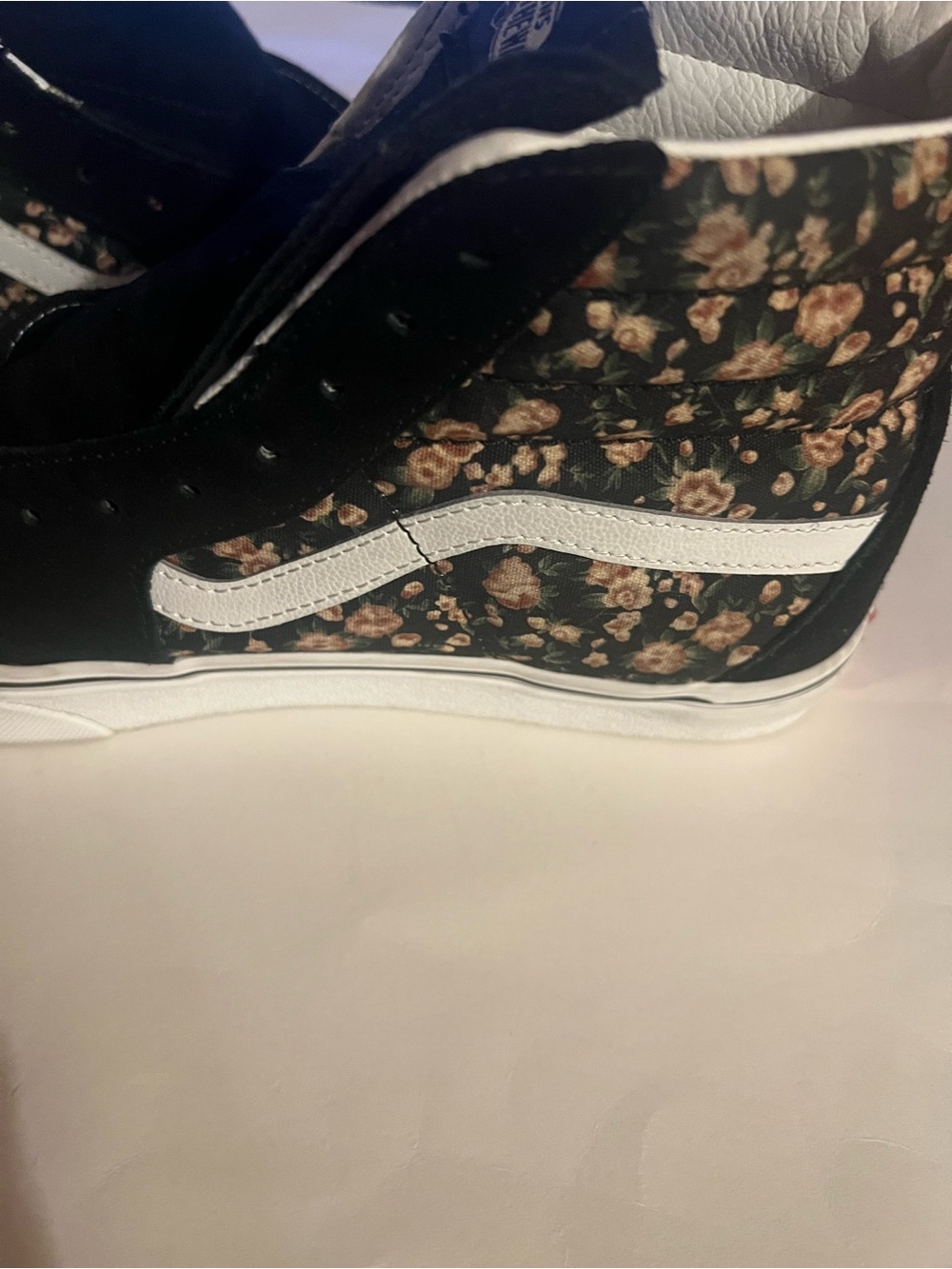 Vans Sk8-Hi "Rose Dreams" black suede uppers, floral canvas at quarters, 10 - Picture 3 of 10